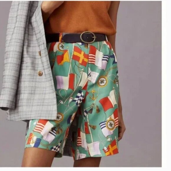 ⭐️Maeve Printed Sailor Beach Flag Boho Work Casual Hipster Hippie Bermuda Shorts
